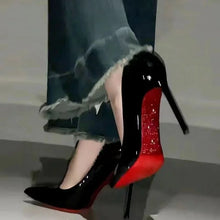Load image into Gallery viewer, High Heels Women's Slim Heels New Stunning and Sexy Wedding Shoes Black Patent Pointed Single Shoes High Heels Туфли Женские
