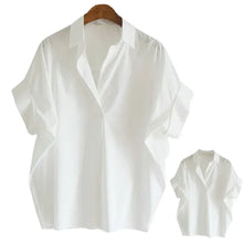 Load image into Gallery viewer, Women Blouses Spring Summer Breathable Simple Short Batwing Sleeve Turn Town Quick Dry Collar Shirts Solid Color Female Clothing
