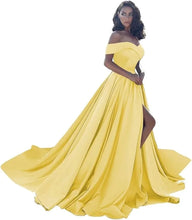 Load image into Gallery viewer, Simple Off Shoulder Satin Evening Gown
