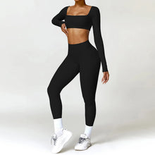 Load image into Gallery viewer, Summer 2PCS Yoga Suit Sports Set Women Quick-Dry Gym Set Women Tracksuit Running Workout Long Sleeve Sports Shirt Yoga Clothing
