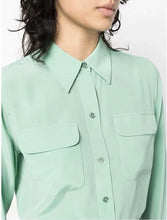Load image into Gallery viewer, Women Real Silk Shirts Classic Double Pockets Solid Color Casual Fashion Long Sleeve Thin Shirt Blouses Tees
