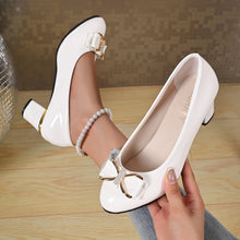 Load image into Gallery viewer, Women High Heels Low Heels Fashion Bling Bow patent leather Professional Casual Pumps Woman Wedding Party Shoes Large Size 42

