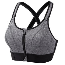 Load image into Gallery viewer, Sports Bras For Women Front Zipper Adjustable Strap Shockproof Elastic Fitness Athletic Brassiere Slim Yoga Crop Top

