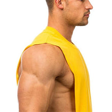 Load image into Gallery viewer, Gym Clothing Men Sides Cut Off T-shirts Dropped Armholes Tank Tops Workout Fitness Sleeveless Vest Outdoor Jogging Undershirt
