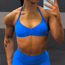 Load image into Gallery viewer, Sports Bra Women Strappy Backless Sports Top With Removable Cups Workout Clothing Gym Crop Top Fitness Seamless Halter Yoga Bra
