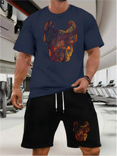 Load image into Gallery viewer, Trendy Suits for Men Men's Summer Shorts Set Gym Outfit Student Short Sleeve Tee 2 Piece Set Tracksuits Men Casual Men Clothing
