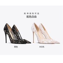 Load image into Gallery viewer, Black Lace High Heels for Women, 2026 New Slim Heel Pointed Sexy Versatile French Spring and Summer Breathable Single Shoes

