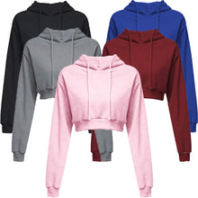 Load image into Gallery viewer, Cropped Hooded Pullover Sweatshirt Women
