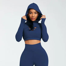 Load image into Gallery viewer, Ensemble Female 3 Pieces Yoga Set Gym Workout Clothes for Women Sport Long Sleeve Hoodie Sweater Active Wear Sport Set Tracksuit
