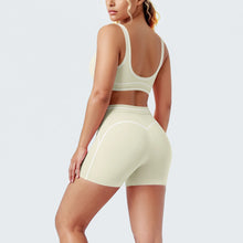 Load image into Gallery viewer, New Woman Yoga Set Color Blocking Sexy Sport Bra Yoga Underwear with Chest Pad High Waist Stripe Running Fitness Shorts Yoga Set
