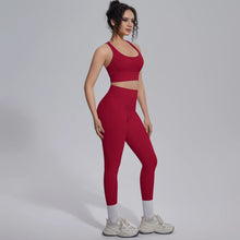 Load image into Gallery viewer, New Yoga Set for Woman Summer Gym Sports Running Bra Top Breathable Peach Buttocks Women Leggings Solid Color Yoga Set
