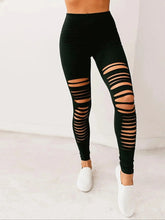 Load image into Gallery viewer, New European And American Solid Color Simple Milk Silk Leggings Nine Points Fashion Tight Black Broken Nine Points Pants Women
