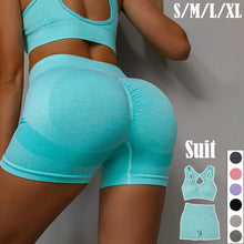 Load image into Gallery viewer, 2Pcs Women Yoga Outfit Set Sports Fitness Vest Running Workout Shorts Suit Gym Training Active Wear Handmade Accessory
