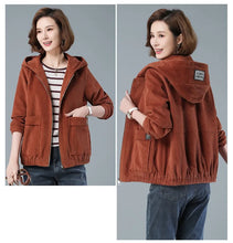 Load image into Gallery viewer, Corduroy Hooded Loose Jacket
