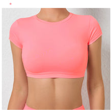 Load image into Gallery viewer, Sports Muscle Back Tee Without Padded Women Backless Sports Shirts Workout Gym Training Yoga T-Shirt Outdoor Open Back Tops
