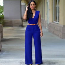 Load image into Gallery viewer, Elegant Deep V Wrap Jumpsuit
