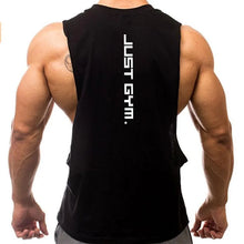 Load image into Gallery viewer, Gym Clothing Men Sides Cut Off T-shirts Dropped Armholes Tank Tops Workout Fitness Sleeveless Vest Outdoor Jogging Undershirt
