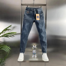 Load image into Gallery viewer, Thick Jeans Men's Slim Fit Spring Autumn Winter Casual Long Pants Cotton Stretch Denim mid Waist Zipper Closure Wear Resistant
