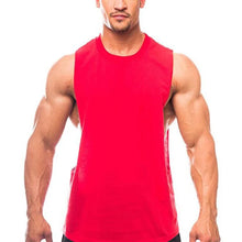Load image into Gallery viewer, Gym Clothing Men Sides Cut Off T-shirts Dropped Armholes Tank Tops Workout Fitness Sleeveless Vest Outdoor Jogging Undershirt
