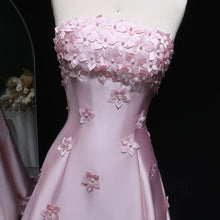 Load image into Gallery viewer, Pink Floral Strapless Evening Gown
