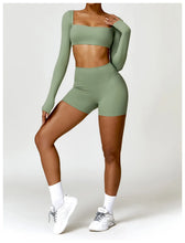 Load image into Gallery viewer, Summer 2PCS Yoga Suit Sports Set Women Quick-Dry Gym Set Women Tracksuit Running Workout Long Sleeve Sports Shirt Yoga Clothing
