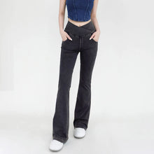 Load image into Gallery viewer, Yoga Jeans for Women Denim Pants Sexy Flared Trousers Lady Pants Hip Lifting and Cross Waist Design Indoor Sports Outdoor Flared

