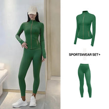 Load image into Gallery viewer, Women's Yoga Set Stand Collar Zip Jacket, Slim Fit Long Sleeve Sports Fitness Yoga Wear
