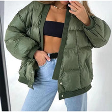 Load image into Gallery viewer, Women winter coats 2024 New in coats Couple style loose V-neck long sleeved top Thick and warm women's coat cotton-padded jacket
