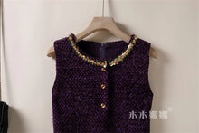 Load image into Gallery viewer, Elegant Tweed Sleeveless Midi Dress
