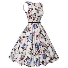 Load image into Gallery viewer, Women Dress Vintage Robe Audrey Hepburn Rockabilly Retro Sleeveless Print Party dresses Summer Vestidos
