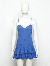 Load image into Gallery viewer, Women Fashion With Ruffled Cutwork Embroidery Mini Dress Vintage Backless Elastic Thin Straps Female Dresses Vestidos
