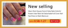 Load image into Gallery viewer, False Nail Full Cover Fake Nail Pink Glitter Wearable French Short Nails Square Head False Nail Press On Nails Manicure Tool
