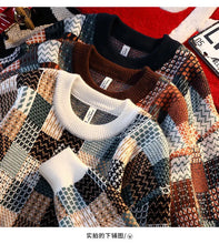Load image into Gallery viewer, New Fashion Men Plaid Pullover Winter Sweaters Outwear Loose Casual Knitted Sweaters Male O-neck Pullovers Sweatercoats Size 4XL
