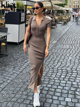 Load image into Gallery viewer, Elegant Collar Side Slit Dress
