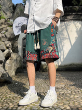 Load image into Gallery viewer, Men's ethnic embroidery pattern shorts with pockets, summer casual drawstring shorts, suitable for outdoor and beach casual wear
