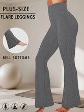 Load image into Gallery viewer, Plus Size Ladies High-Rise Flared Leggings for Yoga and Workout Features Tummy Control and a Stylish Bell-Bottom Design in Sizes
