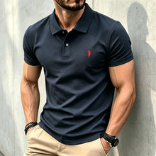 Load image into Gallery viewer, Men Solid Color Polo Shirt Regular Fit Business Casual Short Sleeve Tops With Small Horse Embroidery Chest Print men shirts
