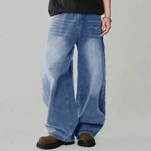 Load image into Gallery viewer, Four Season Men's Jeans Korean Version Student Casual Pants High Street Straight Loose Wide Leg Jeans Black Grey Blue Baggy Jean
