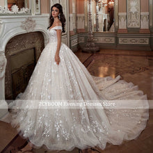 Load image into Gallery viewer, Elegant Ball Gown Off Shoulder Wedding Dress For Women 2026 Princess Bride Sexy Sweetheart Beaded Appliques Lace Up Bridal Gowns
