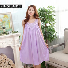 Load image into Gallery viewer, Embroidery Transparent Slip Sleepwear for Sleeping Big Size Night Dress Sexy Lingerie Nightgown Women Home Clothing

