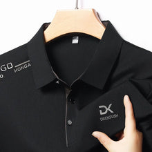 Load image into Gallery viewer, Men's Business Casual Short Sleeve Polo Shirt Solid Color with Badge Fashionable Breathable Comfortable Versatile Business Top
