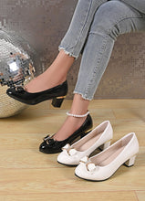 Load image into Gallery viewer, Women High Heels Low Heels Fashion Bling Bow patent leather Professional Casual Pumps Woman Wedding Party Shoes Large Size 42
