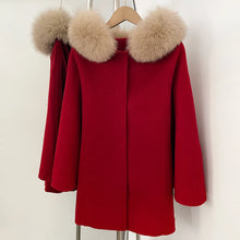 Load image into Gallery viewer, Hooded Fur Trim Wool Coat
