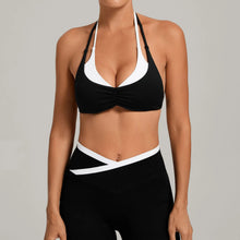 Load image into Gallery viewer, Women's Gym Workout Two-color Yoga Sports Bras Halter Neck Open Back Design Sports Tank Top Running Fitness Built-in Bra Cups
