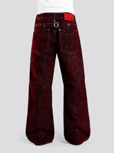 Load image into Gallery viewer, Mens Ins Style Jeans Fashion New American Vintage Flocked Flared Denim Pants Harajuku Unisex Loose Fit High Street Streetwear
