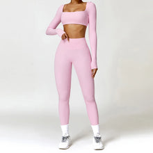 Load image into Gallery viewer, Summer 2PCS Yoga Suit Sports Set Women Quick-Dry Gym Set Women Tracksuit Running Workout Long Sleeve Sports Shirt Yoga Clothing
