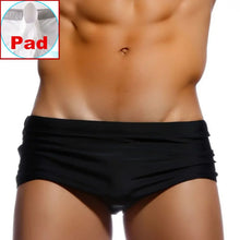 Load image into Gallery viewer, Sexy Mens Swimwear Solid Black Swim Boxer Briefs Bikini Brazilian Cut Surf Trunks Swimsuits Underwear Beach Sports Shorts

