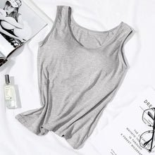 Load image into Gallery viewer, Women's Vest Tops With Built In Padded Bra Vest Slim Fit Tank Tops Sexy Shirts Feminino Casual Underlay Slimming Lingerie Top
