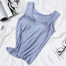 Load image into Gallery viewer, Women's Vest Tops With Built In Padded Bra Vest Slim Fit Tank Tops Sexy Shirts Feminino Casual Underlay Slimming Lingerie Top
