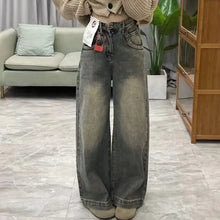 Load image into Gallery viewer, Vintage Wide-leg Jeans Women's Spring Summer New Loose-fit Slimming Draped Versatile Trailing Straight-leg Trousers
